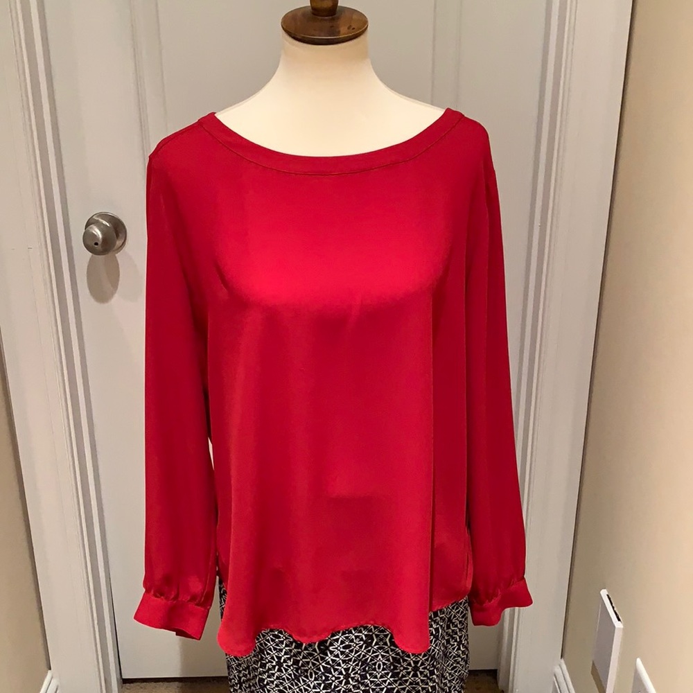 Red Loft long sleeve chiffon blouse Large